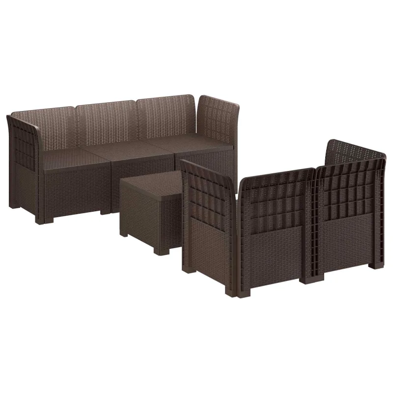 5-vietė sodo sofa Rataninio išvaizdos PP Ruda