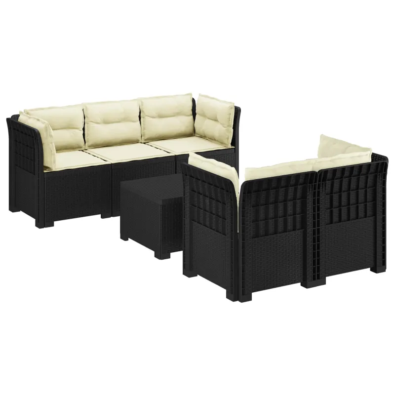 5-vietė sodo sofa su pagalvėlėmis Rataninio išvaizdos PP