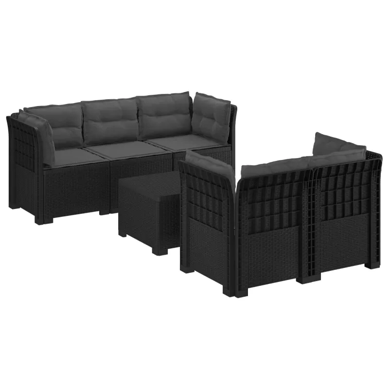 5-vietė sodo sofa su pagalvėlėmis Rataninio išvaizdos PP