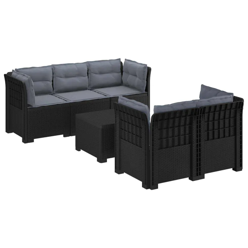 5-vietė sodo sofa su pagalvėlėmis Rataninio išvaizdos PP