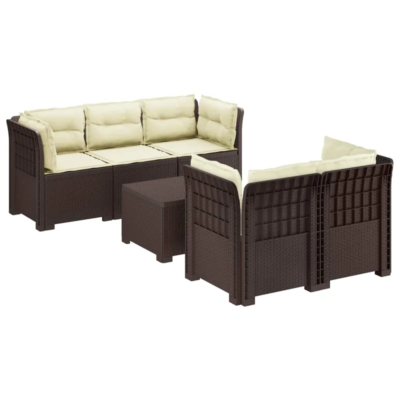 5-vietė sodo sofa su pagalvėlėmis Rataninio išvaizdos PP Ruda