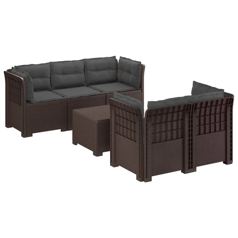 5-vietė sodo sofa su pagalvėlėmis Rataninio išvaizdos PP Ruda