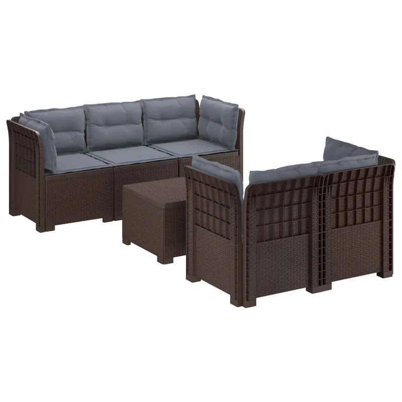 5-vietė sodo sofa su pagalvėlėmis Rataninio išvaizdos PP Ruda
