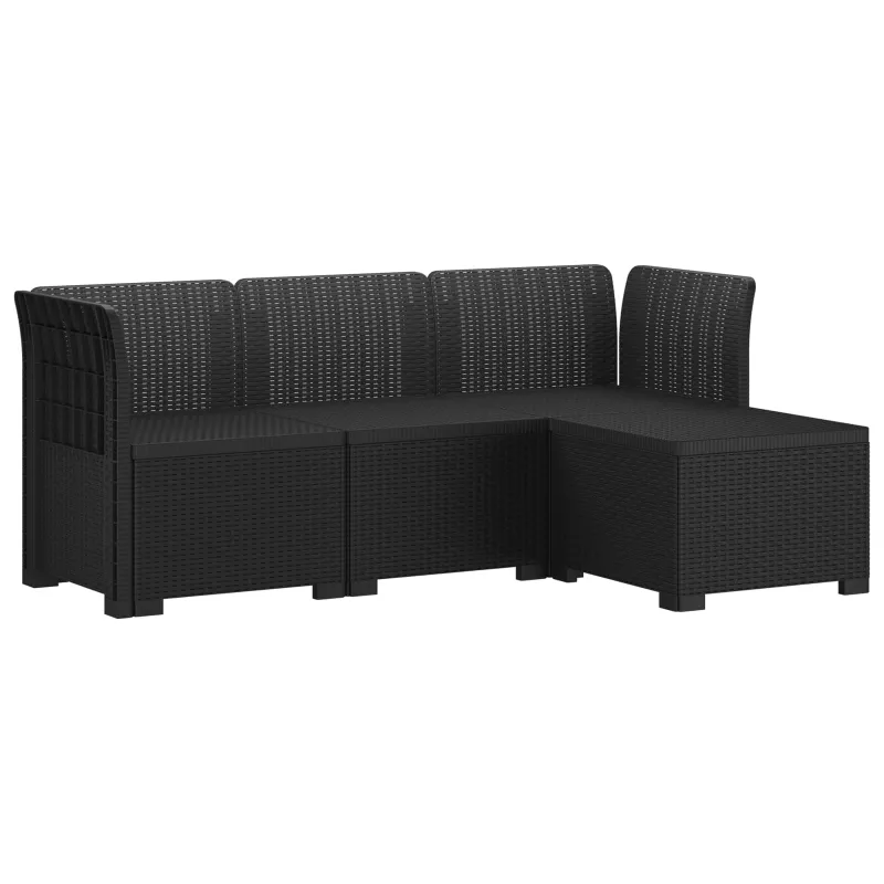 4 Vietų Sodo Sofa Ratanų Imitacija PP Antracito