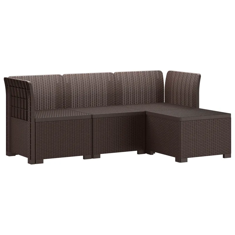 4 Vietų Sodo Sofa Ratanų Imitacija PP Ruda
