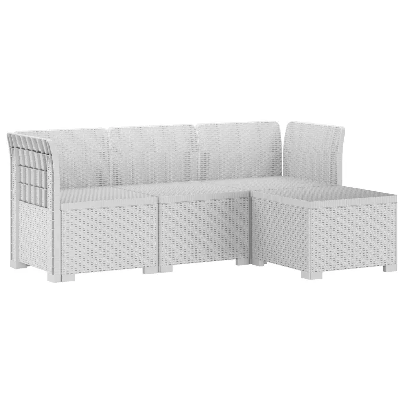 4 Vietų Sodo Sofa Ratanų Imitacija PP Balta