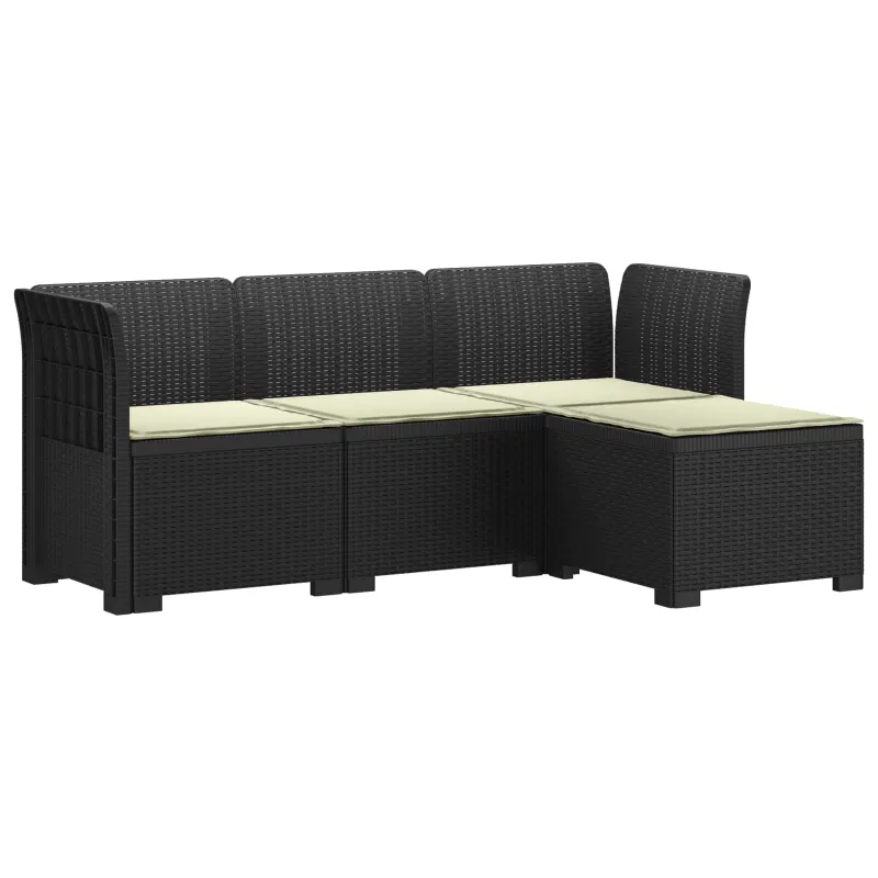4 Vietų Sodo Sofa su Pagalvėlėmis Ratanų Imitacija PP Antracito