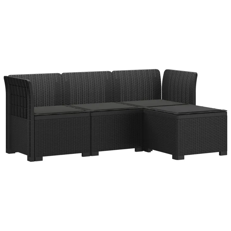 4 Vietų Sodo Sofa su Pagalvėlėmis Ratanų Imitacija PP Antracito