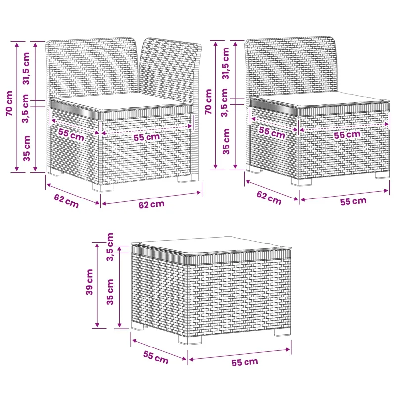 4 Vietų Sodo Sofa su Pagalvėlėmis Ratanų Imitacija PP Antracito