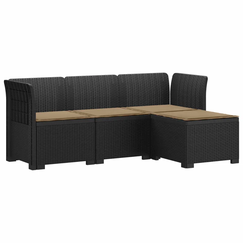 4 Vietų Sodo Sofa su Pagalvėlėmis Ratanų Imitacija PP Antracito