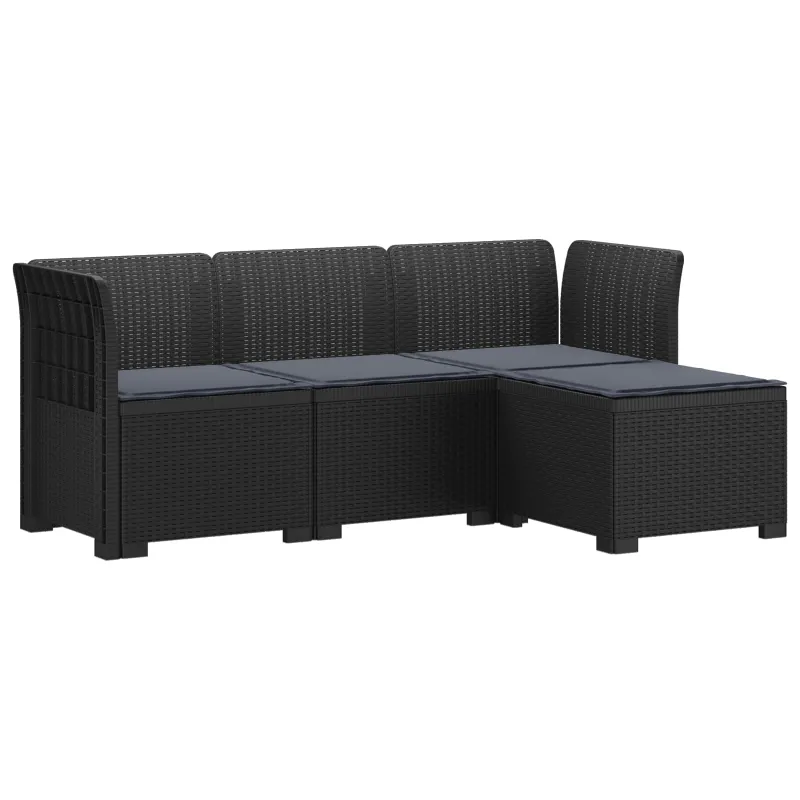 4 Vietų Sodo Sofa su Pagalvėlėmis Ratanų Imitacija PP Antracito