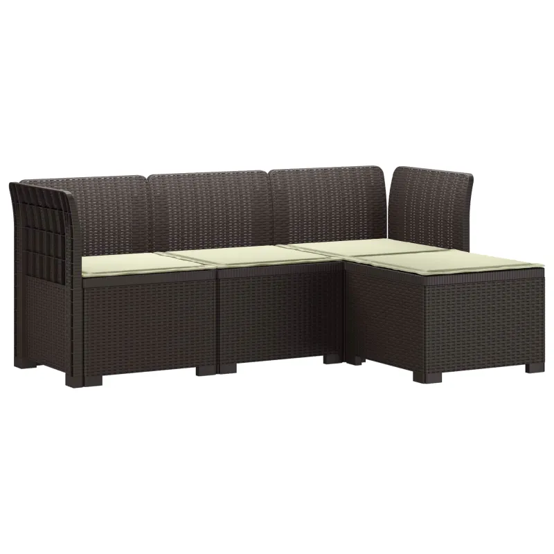 4 Vietų Sodo Sofa su Pagalvėlėmis Ratanų Imitacija PP Ruda