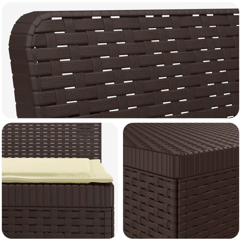 4 Vietų Sodo Sofa su Pagalvėlėmis Ratanų Imitacija PP Ruda