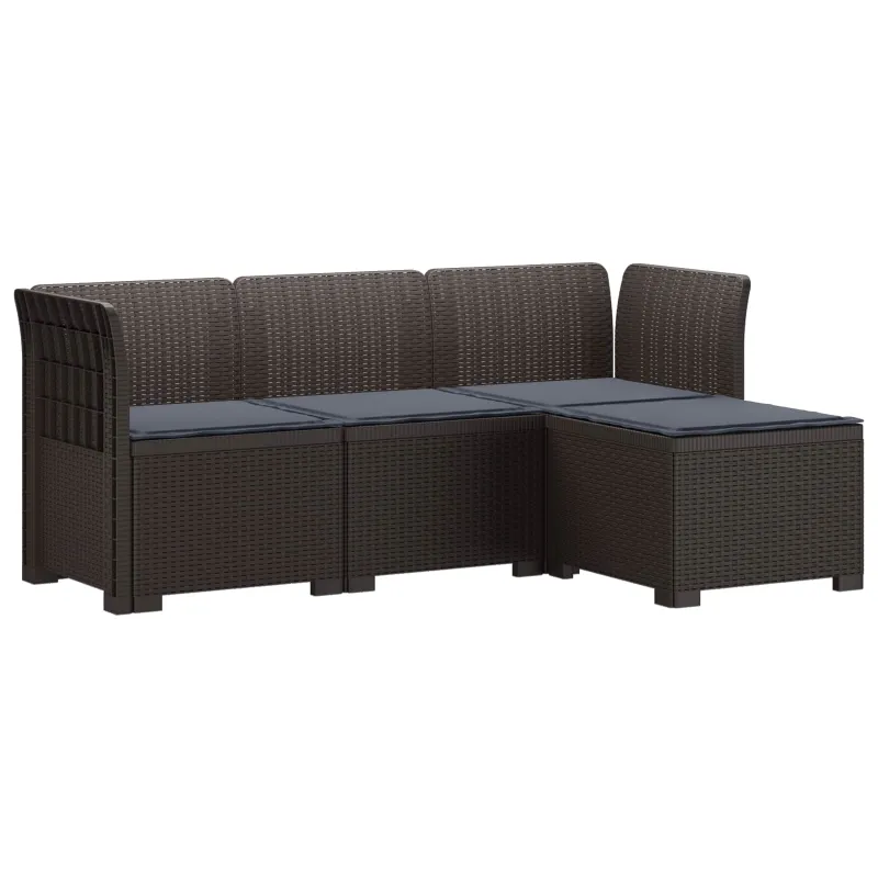 4 Vietų Sodo Sofa su Pagalvėlėmis Ratanų Imitacija PP Ruda