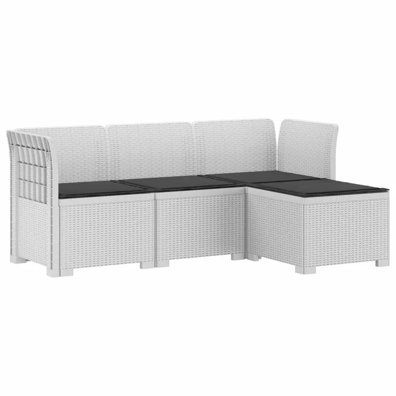 4 Vietų Sodo Sofa su Pagalvėlėmis Ratanų Imitacija PP Balta