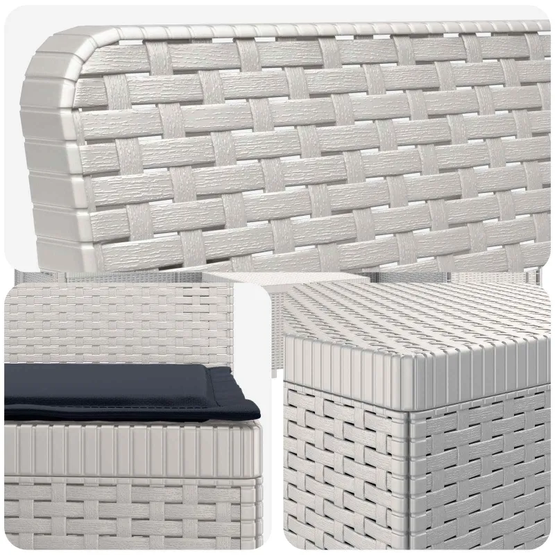 4 Vietų Sodo Sofa su Pagalvėlėmis Ratanų Imitacija PP Balta