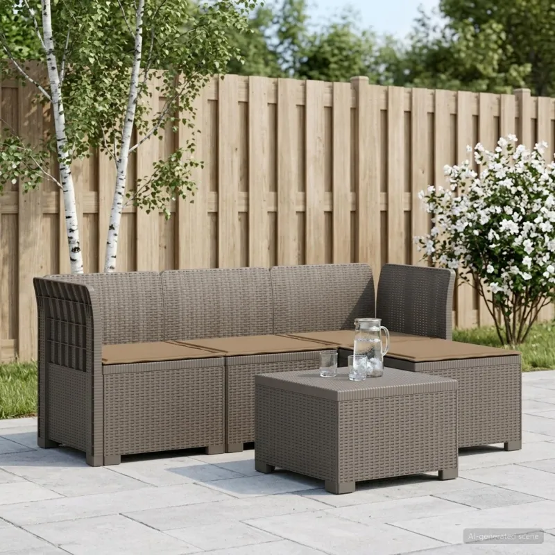 4 Vietų Sodo Sofa su Pagalvėlėmis Ratanų Imitacija PP