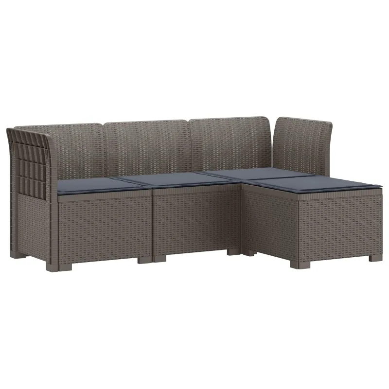 4 Vietų Sodo Sofa su Pagalvėlėmis Ratanų Imitacija PP