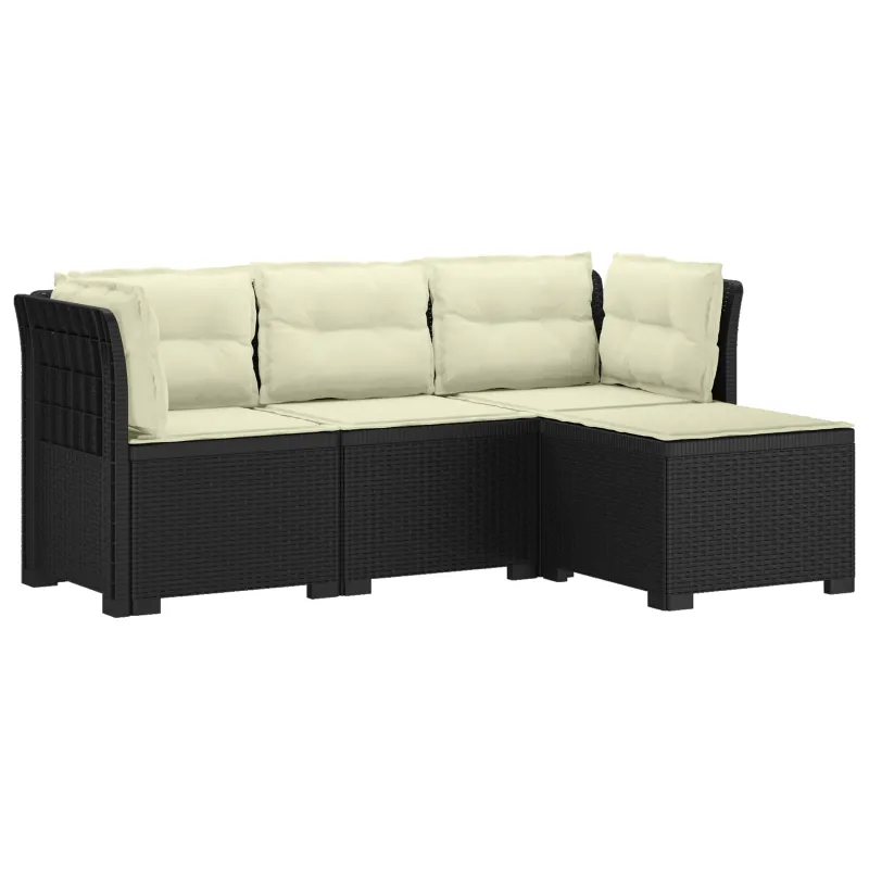 4 Vietų Sodo Sofa su Pagalvėlėmis Ratanų Imitacija PP Antracito