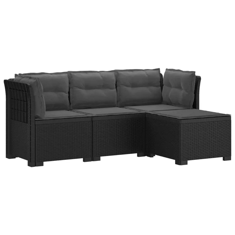 4 Vietų Sodo Sofa su Pagalvėlėmis Ratanų Imitacija PP Antracito