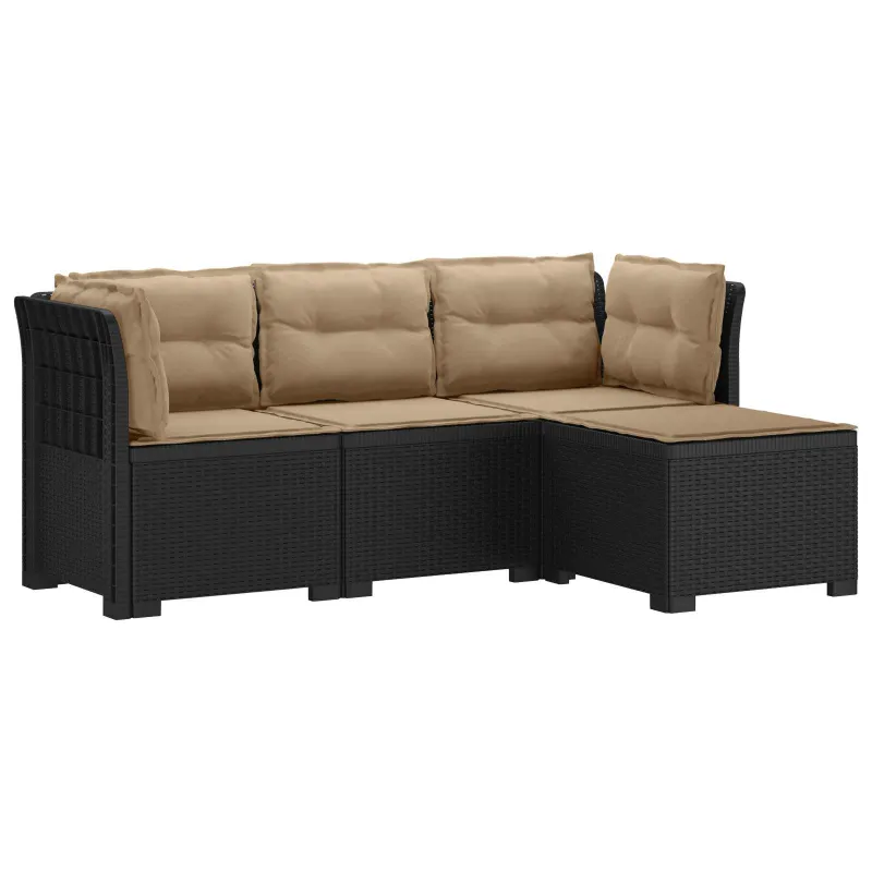 4 Vietų Sodo Sofa su Pagalvėlėmis Ratanų Imitacija PP Antracito