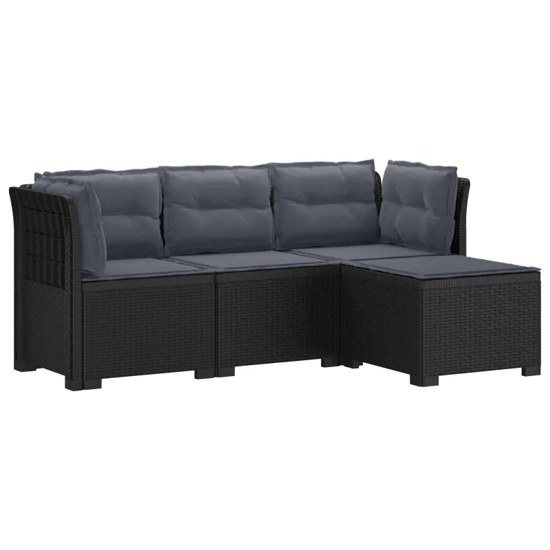 4 Vietų Sodo Sofa su Pagalvėlėmis Ratanų Imitacija PP Antracito