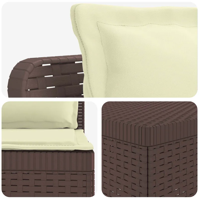 4 Vietų Sodo Sofa su Pagalvėlėmis Ratanų Imitacija PP Ruda