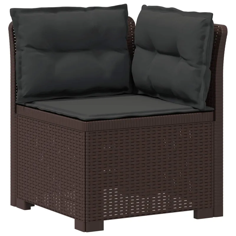 4 Vietų Sodo Sofa su Pagalvėlėmis Ratanų Imitacija PP Ruda
