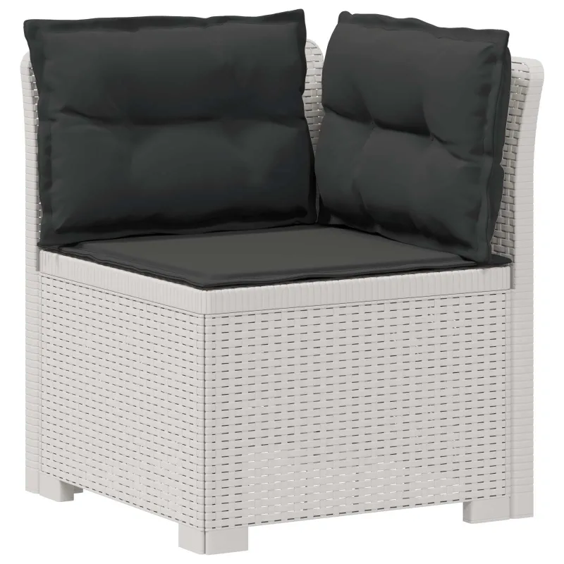 4 Vietų Sodo Sofa su Pagalvėlėmis Ratanų Imitacija PP Balta