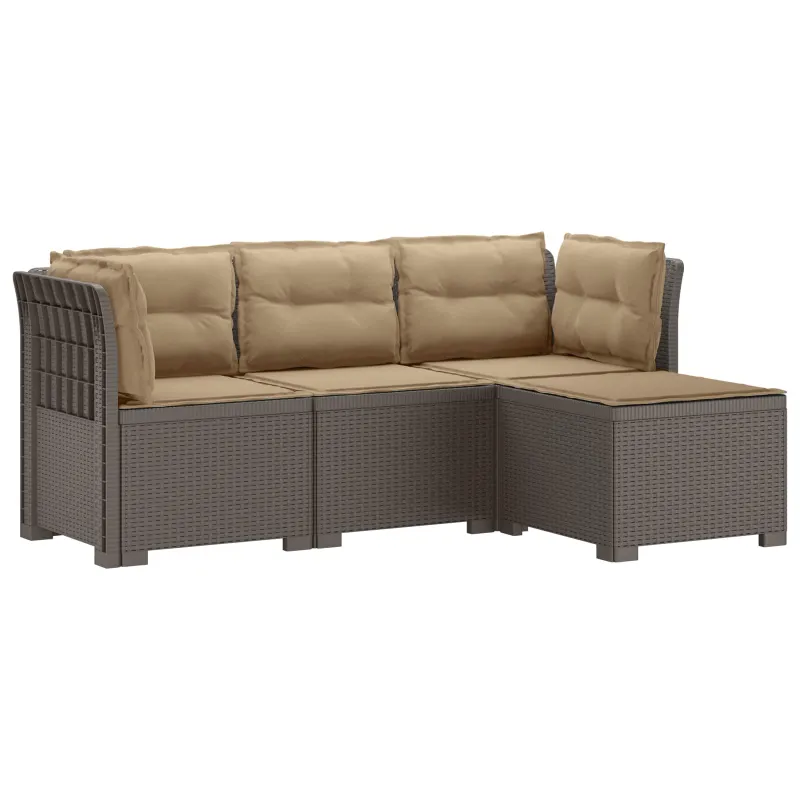 4 Vietų Sodo Sofa su Pagalvėlėmis Ratanų Imitacija PP