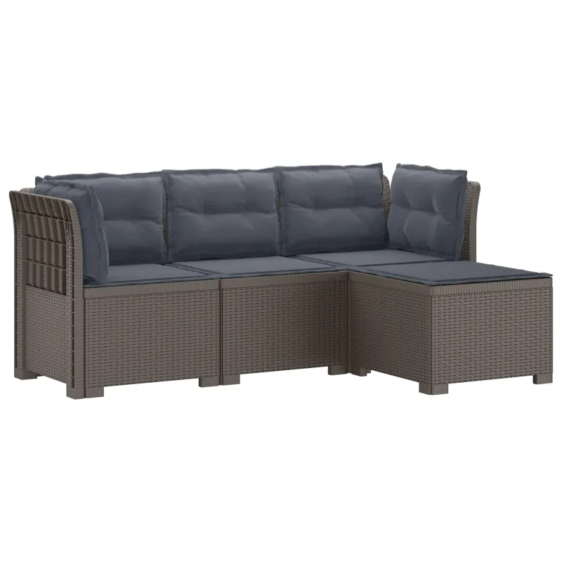 4 Vietų Sodo Sofa su Pagalvėlėmis Ratanų Imitacija PP