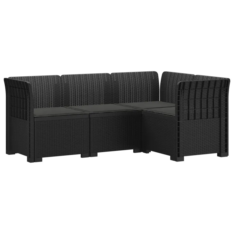 4-vietė Sodo Sofa Su Pagalvėlėmis Rattano Išvaizda PP Antracito