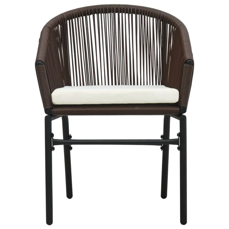 Bistro-Setti pehmusteilla, 3-osaa, ruskea, PE-rattana