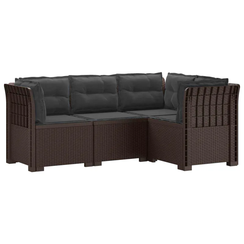 4-vietė Sodo Sofa Su Pagalvėlėmis Rattano Išvaizda PP Ruda