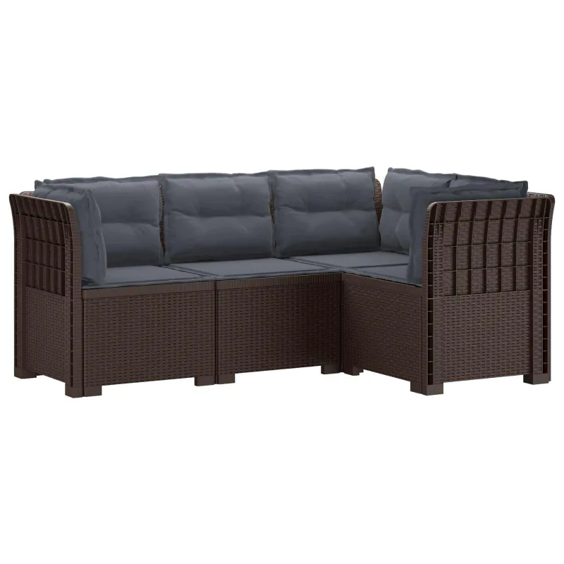 4-vietė Sodo Sofa Su Pagalvėlėmis Rattano Išvaizda PP Ruda
