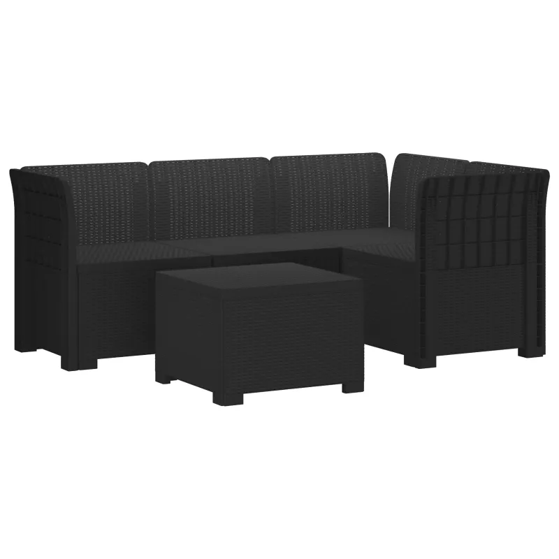 4 Vietų Sodo Sofa Ratanų Imitacija PP Antracito