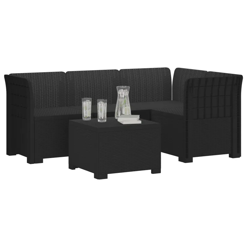 4 Vietų Sodo Sofa Ratanų Imitacija PP Antracito