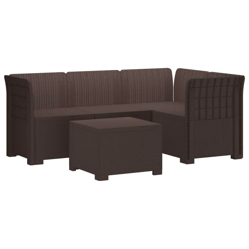 4 Vietų Sodo Sofa Ratanų Imitacija PP Ruda