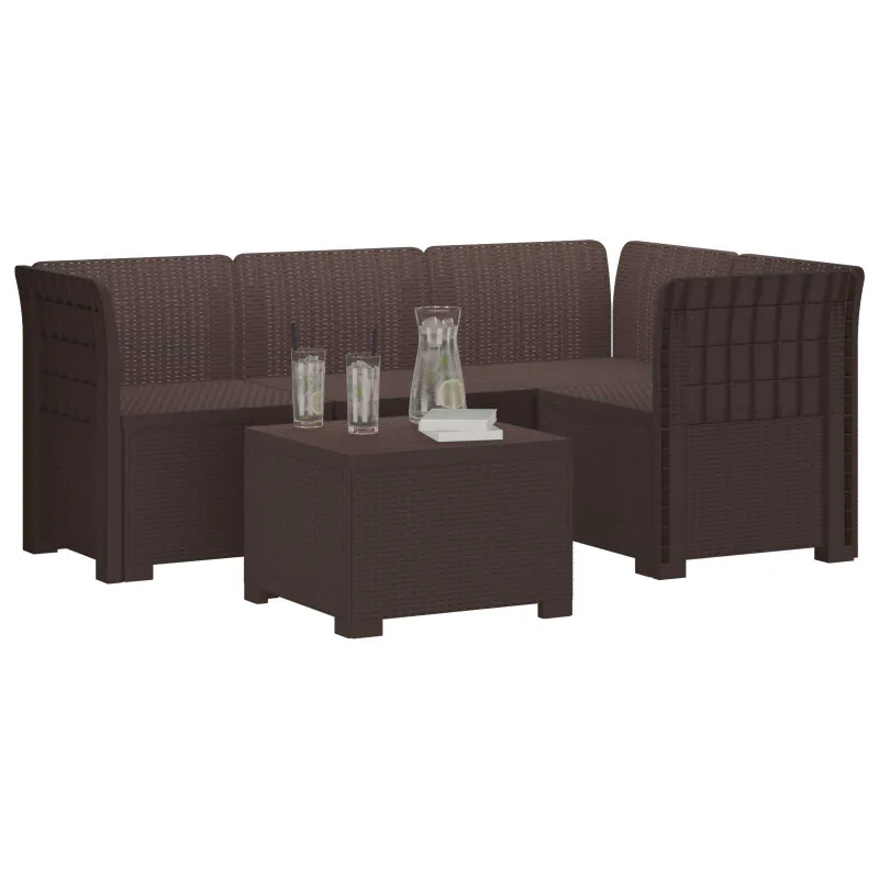 4 Vietų Sodo Sofa Ratanų Imitacija PP Ruda