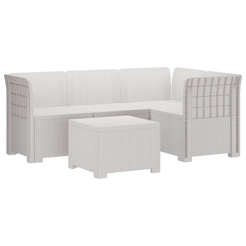 4 Vietų Sodo Sofa Ratanų Imitacija PP Balta