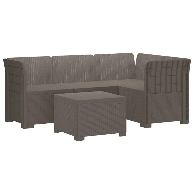 4 Vietų Sodo Sofa Ratanų Imitacija PP Šviesiai pilka