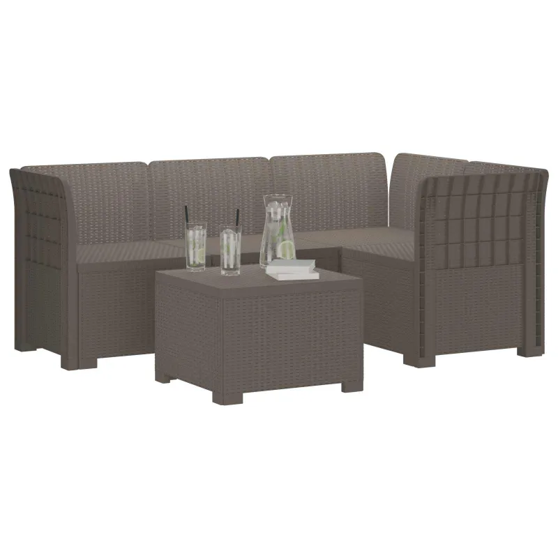 4 Vietų Sodo Sofa Ratanų Imitacija PP Šviesiai pilka