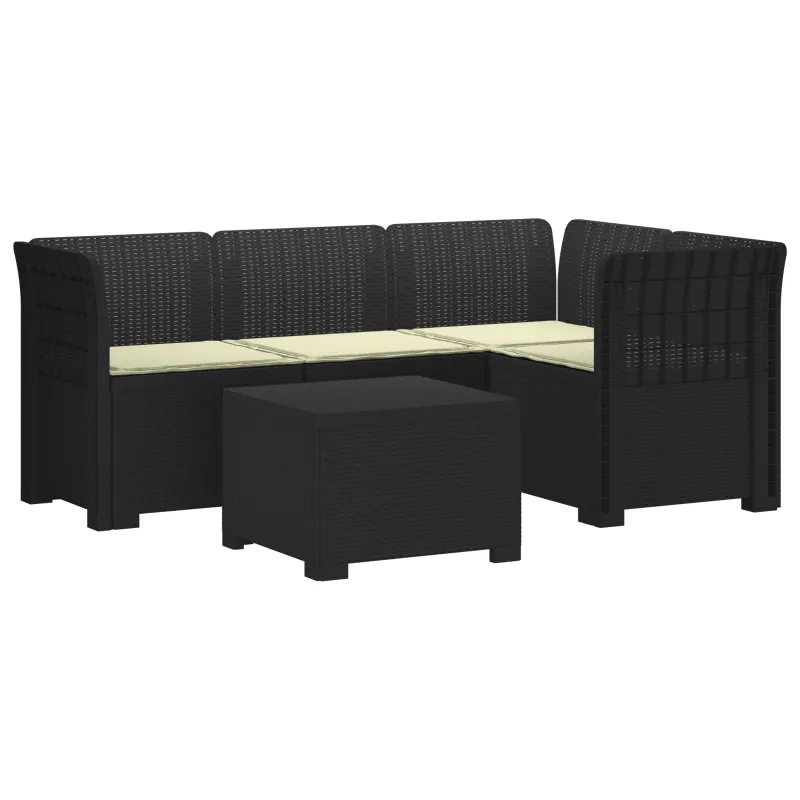 4 Vietų Sodo Sofa su Pagalvėlėmis Ratanų Imitacija PP Antracito