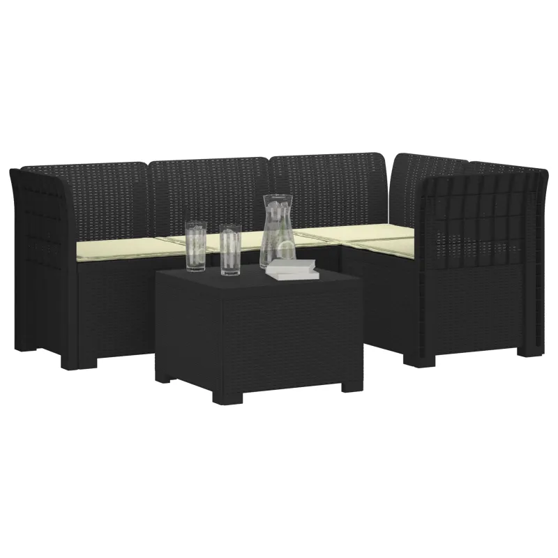 4 Vietų Sodo Sofa su Pagalvėlėmis Ratanų Imitacija PP Antracito