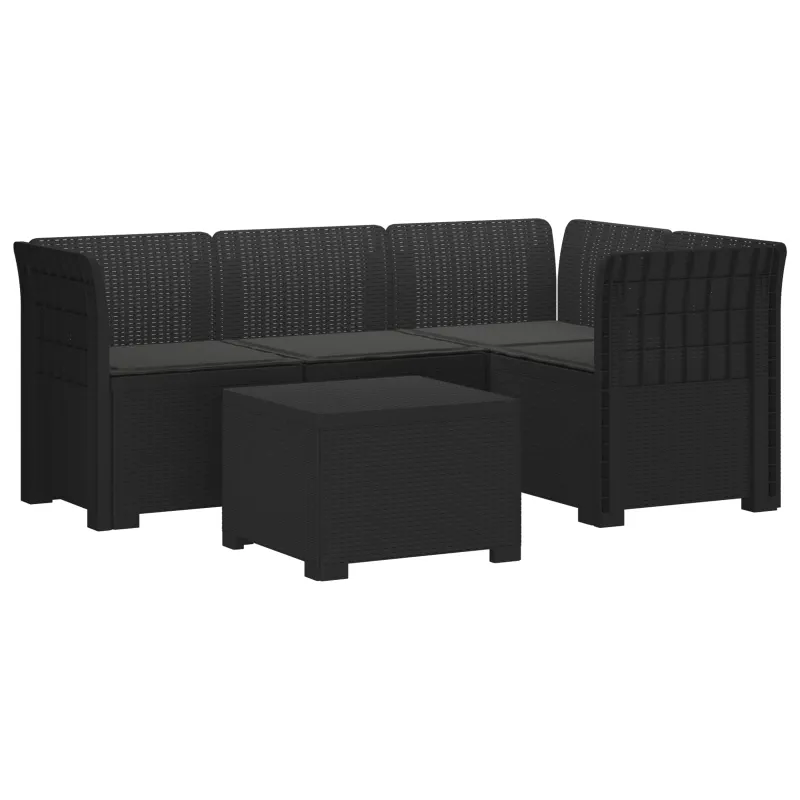 4 Vietų Sodo Sofa su Pagalvėlėmis Ratanų Imitacija PP Antracito