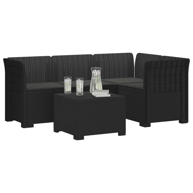 4 Vietų Sodo Sofa su Pagalvėlėmis Ratanų Imitacija PP Antracito