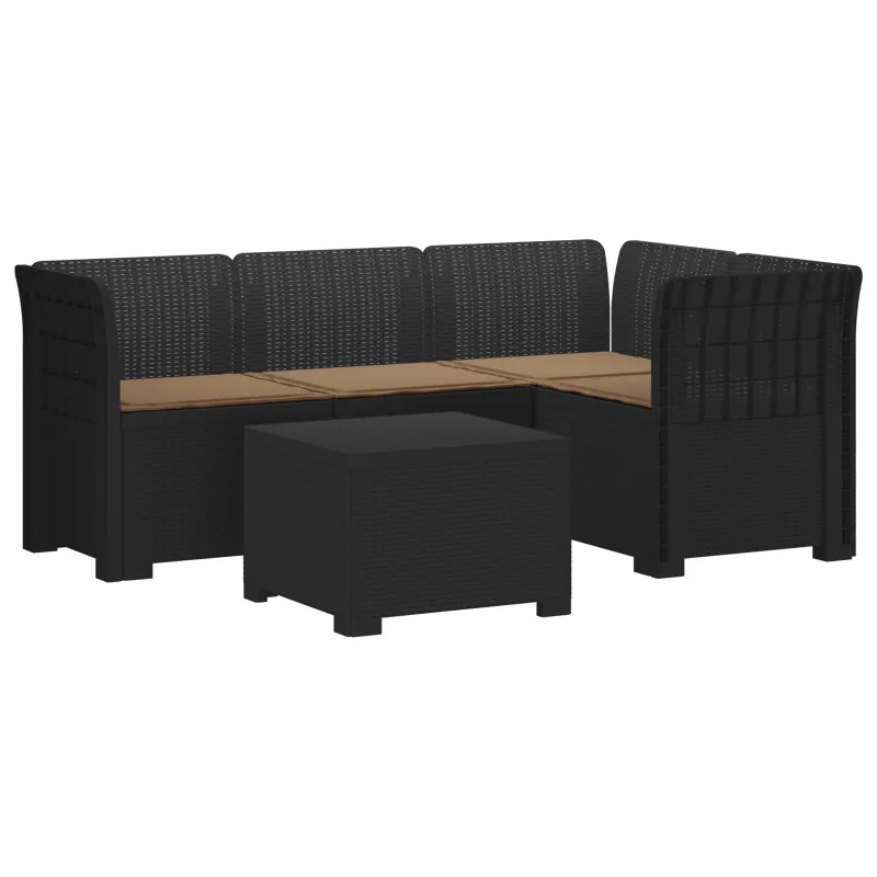 4 Vietų Sodo Sofa su Pagalvėlėmis Ratanų Imitacija PP Antracito