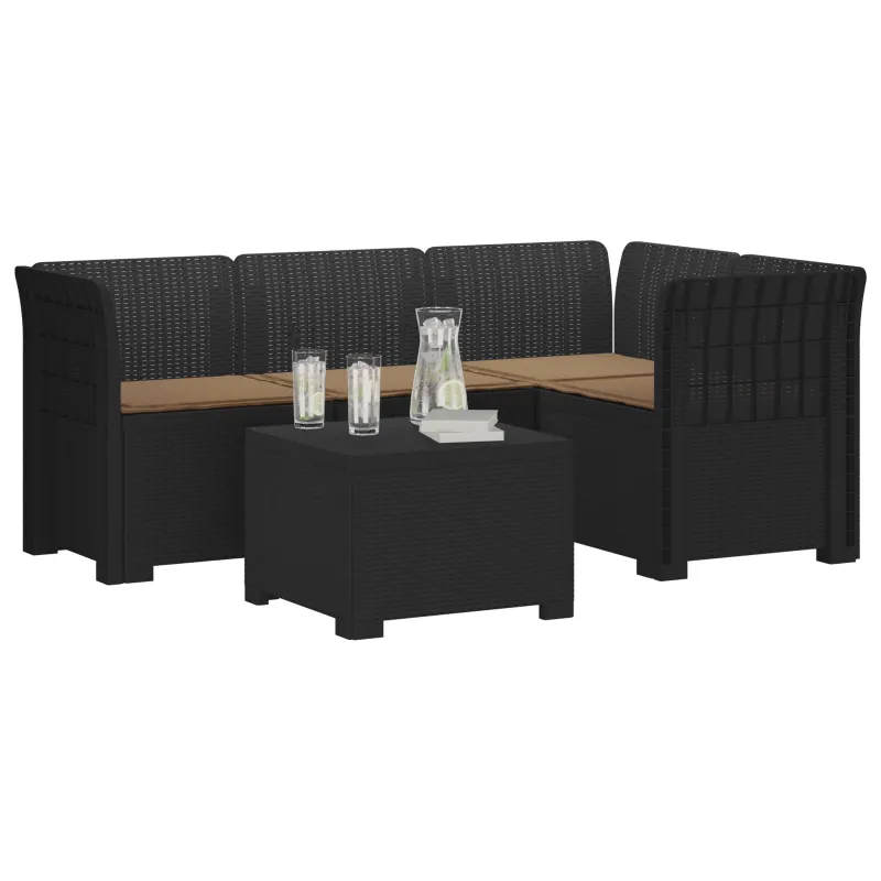4 Vietų Sodo Sofa su Pagalvėlėmis Ratanų Imitacija PP Antracito