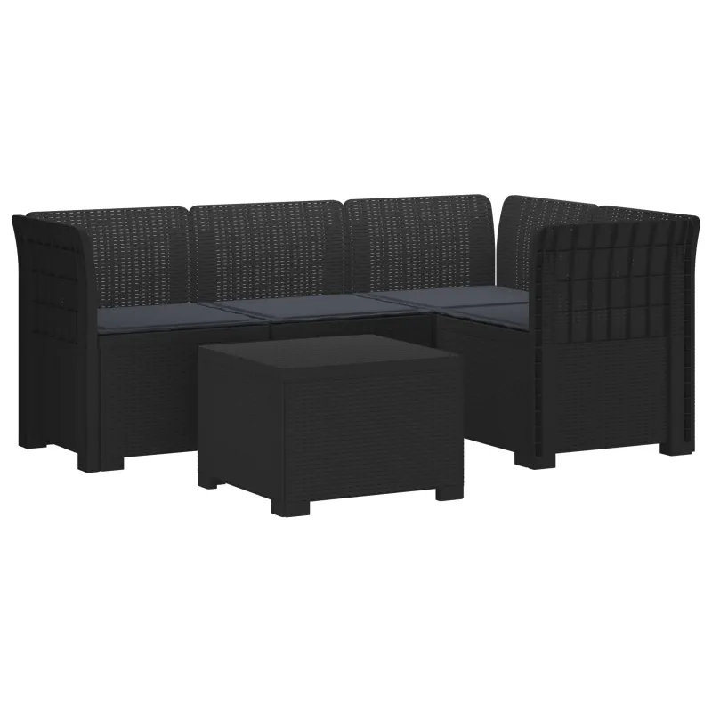 4 Vietų Sodo Sofa su Pagalvėlėmis Ratanų Imitacija PP Antracito