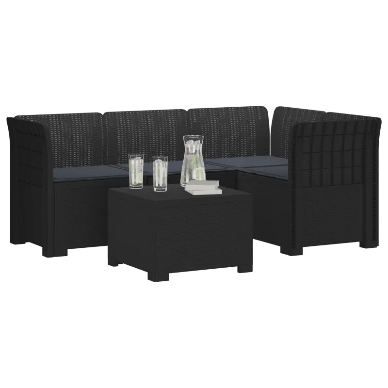 4 Vietų Sodo Sofa su Pagalvėlėmis Ratanų Imitacija PP Antracito